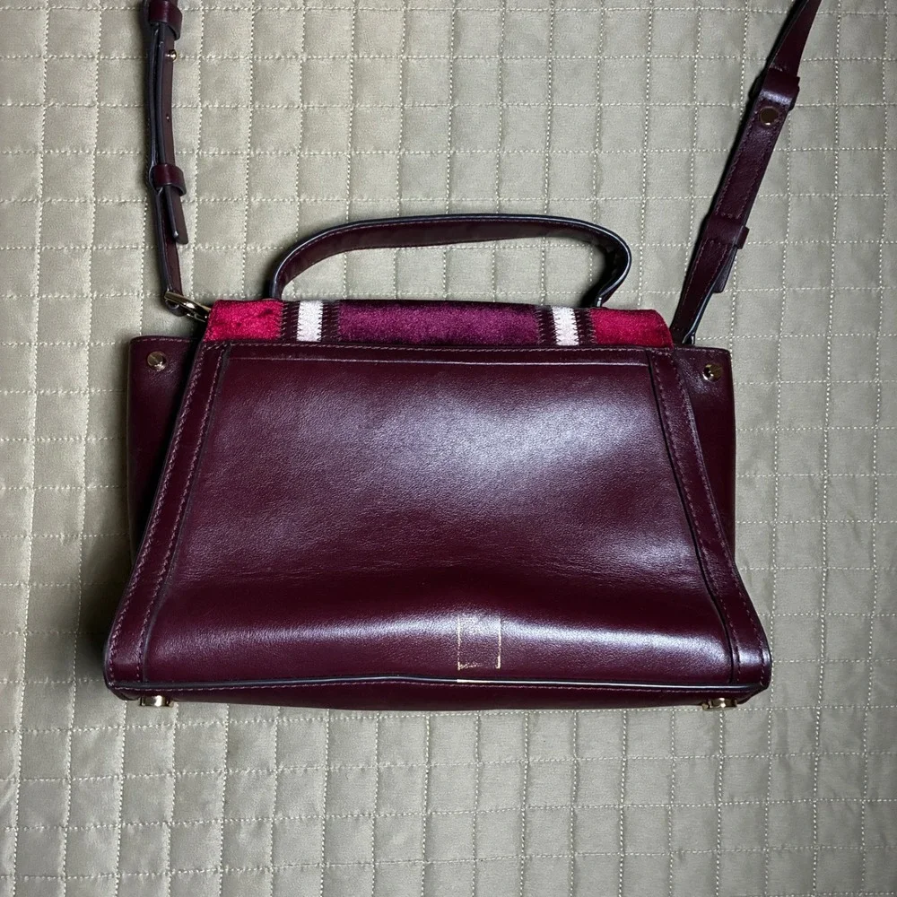 Michael Kors Whitney Medium Satchel Oxblood Velvet Leather Crossbody Handbag Bag